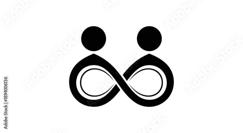 Two abstract figures form an infinity symbol representing connection and eternal relationships.