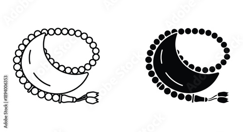 Islamic Prayer Beads Illustration Set