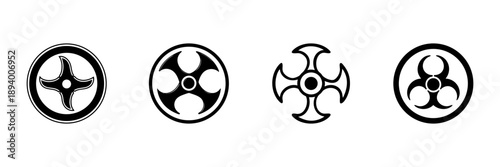 Biohazard And Radiation Warning Symbols In Hand Drawn Style Set. Hazardous Material, Safety Precaution, Environmental Risk Doodle Sketch Collection. Isolated Vector Illustration