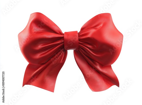 A bright red, realistic bow on a white background, suggesting gifting or celebration