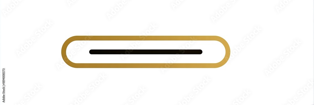 Obraz premium A horizontal capsule with a black line inside, gold outline on a white backdrop