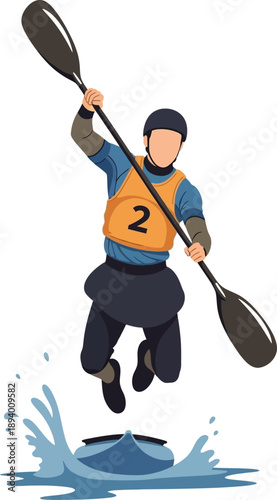 Extreme Kayaker Performs Aerial Maneuver Mid Jump Over Water Splash trophy