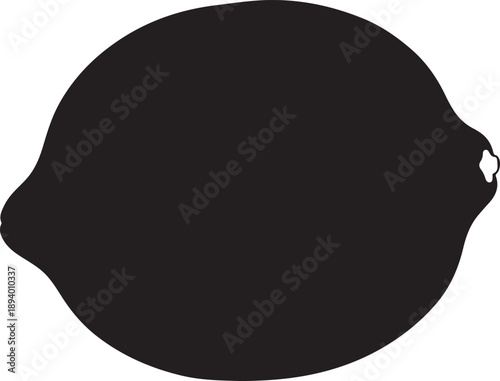 Black Silhouette of a Lemon Fruit, Simple and Clean Design Element