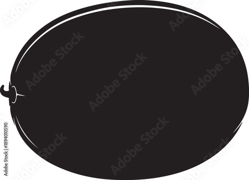 Silhouette of a Melon Fruit Isolated on White Background, Simple Black and White Vector Graphic