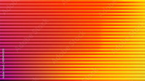 Vibrant abstract background with gradient lines transitioning from purple to orange to yellow viewed from a straight-on perspective