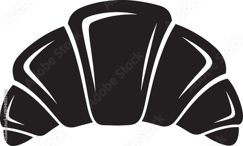 Classic butter croissant silhouette, a staple of French bakery and breakfast, isolated on white background. Vector illustration.