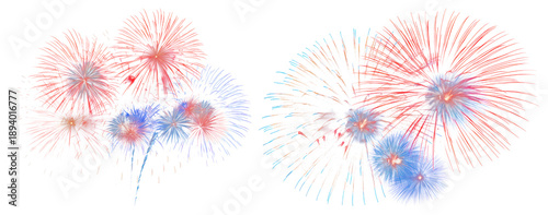 PNG Vibrant red blue fireworks display, element set on transparent background