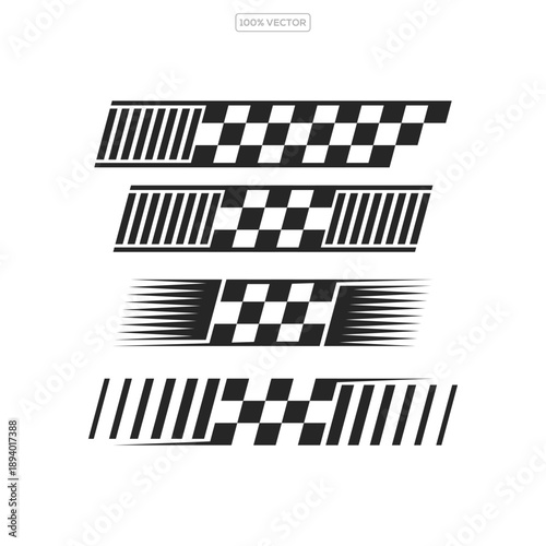 black speed lines and racing flag design elements for automotive, sports, and fast-paced branding projects