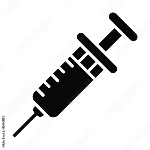 Medical Syringe Icon, Medical And Healthcare Related Solid Style Vector Icon.