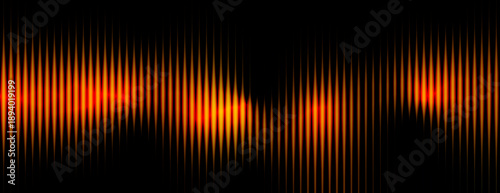 Obraz na plátně Abstract Orange Sound Waveform Displayed Against a Black Background with Glowing