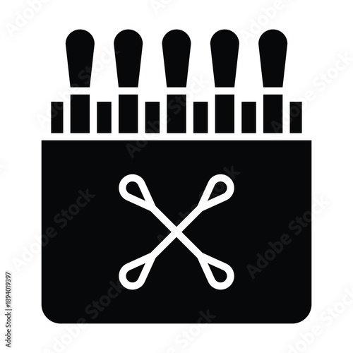 Cotton Ear Swabs Flat Icon, Cotton Buds Icon, Solid Style Vector Icon.