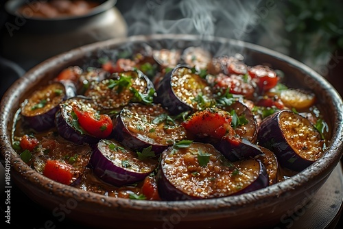 Wallpaper Mural bowl of moroccan zaalouk with eggplant and tomatoes Torontodigital.ca