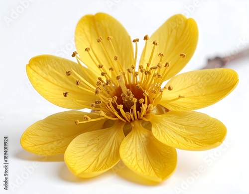 Witch Hazel (Hamamelis) - yellow flower on white background