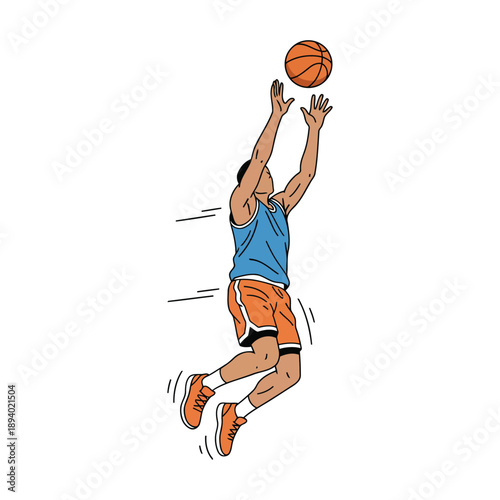 Professional Basketball Player Layup Shot Vector Illustration