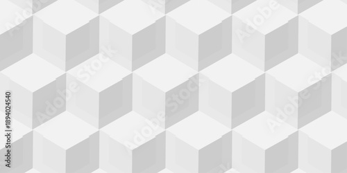 Vector structure box minimal white abstract cube. paper square wall texture. geometric tile hexagon mosaic wall grid wallpaper. minimal geometric block cube isometric mosaic background.