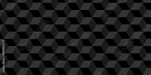 Vector structure box minimal black abstract cube square wall texture. geometric tile hexagon mosaic wall grid wallpaper. minimal geometric block cube isometric mosaic texture background.