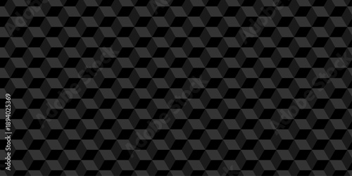 Vector structure box minimal black abstract cube square wall texture. geometric tile hexagon mosaic wall grid wallpaper. minimal geometric block cube isometric mosaic texture background.