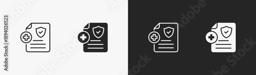 Set of insurance icon in black and white collection