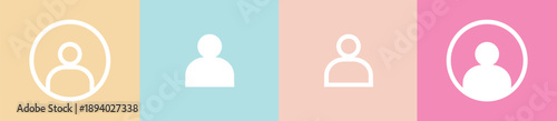 User Profile Avatar Icons Set with Pastel Background – Minimal Flat Vector.