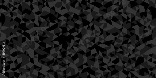 Vector black and gray paper poly triangle geometric pattern design. minimal paper low polygon cubic design. geometric wall tile metal cube triangle wallpaper background.