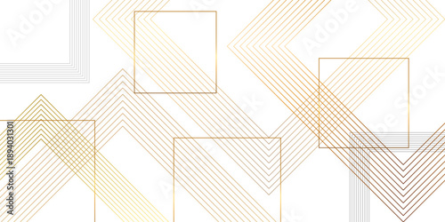 Modern luxury background with a minimalist abstract geometric pattern of golden and silver lines isolated on transparent background, Vector, illustration