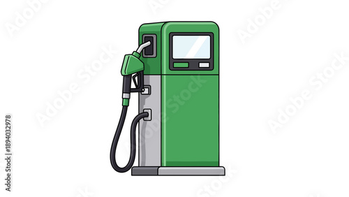 Green Gas Pump Vector Illustration Isolated on White Background for Fueling Station and Energy Concepts