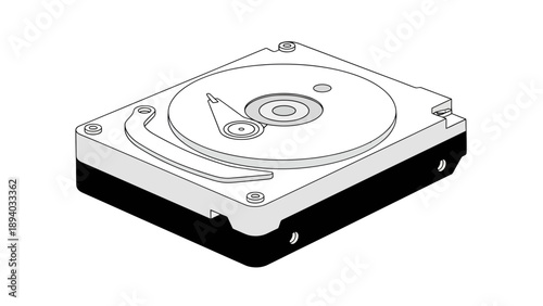 Hard Drive Icon Vector Illustration, Minimalist Technology Graphic, Data Storage Concept for Digital Projects