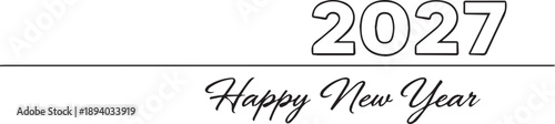A simple and elegant design featuring the text 2027 Happy New Year on a white background