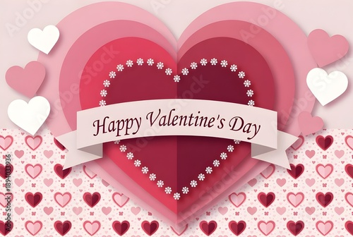 This colorful paper-cut graphic sends a cheerful Happy Valentine's Day greeting.