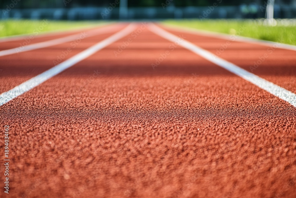 Fototapeta premium Track surface ready for races during a competition at a local sports facility in the afternoon