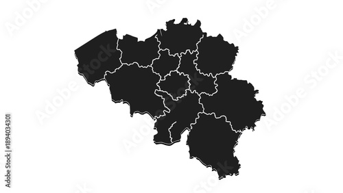 Map of Belgium with Provinces Outline Vector Illustration Graphic Template for Geography and Travel