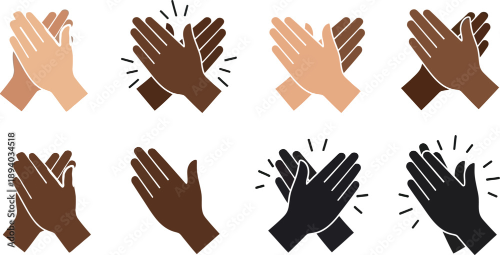 Fototapeta premium Diverse hands clapping in unity and solidarity with various skin tones