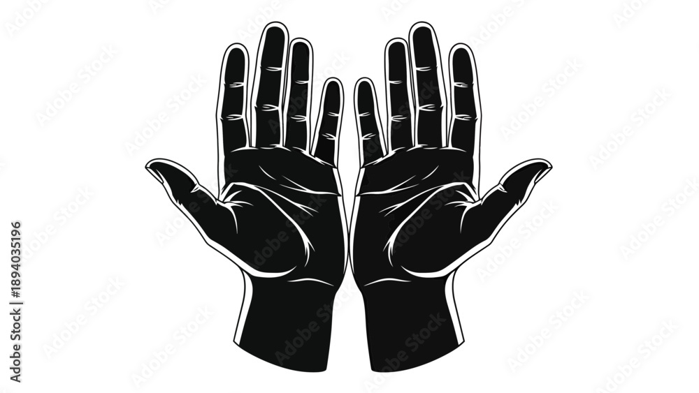 Obraz premium Open Hands Offering Support Vector Illustration, Minimalist Style, Symbolizing Generosity and Help for Charity and Donation Concepts