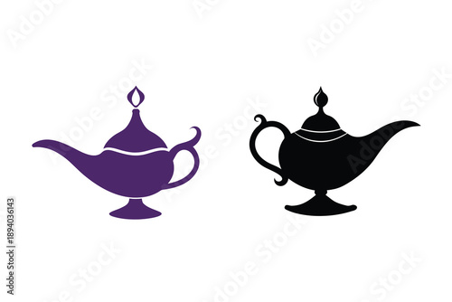 Magic Lamp Icon Silhouette Vector Illustration Design