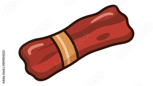 Sausage Link Vector Illustration, Cartoon Style Graphic, Food Icon for Menus and Recipes