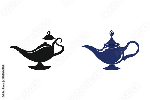 Magic Lamp Icon Silhouette Vector Illustration Design