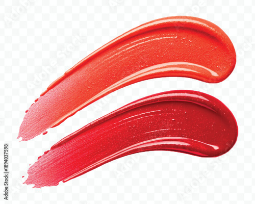 abstract 3d lipstick or cosmetics smear smudge in different color style isolated on transparent background