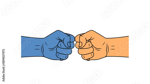 Two Fists Bumping Vector Illustration, Symbol of Friendship and Agreement, Flat Design Graphic for Business and Social Concepts