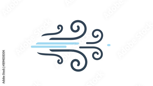 Wind Blowing Icon Vector Illustration, Swirling Air Currents Graphic, Natural Weather Element for Design and Presentation