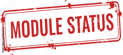 Red grunge module status stamp on white