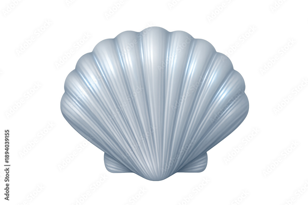 Fototapeta premium Scallop seashell creating a marine icon, pearl, ocean, beach, coastal, underwater life theme on transparent background