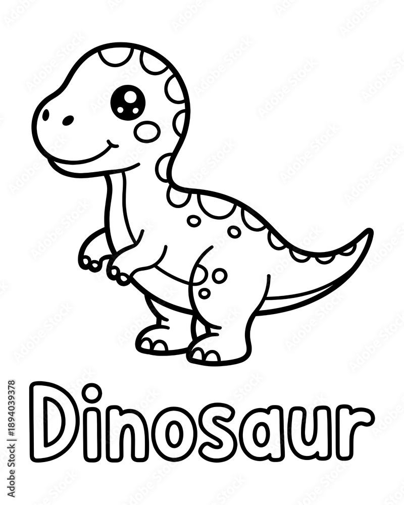 Fototapeta premium Cartoon Dinosaur Coloring Page: Fun Kid's Artwork and Activities - Printable Educational Material for Creative Dino Art and Children’s Learning