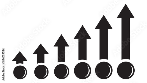 Ascending Arrows With Coins Representing Financial Growth, Incremental Returns And Investment Momentum