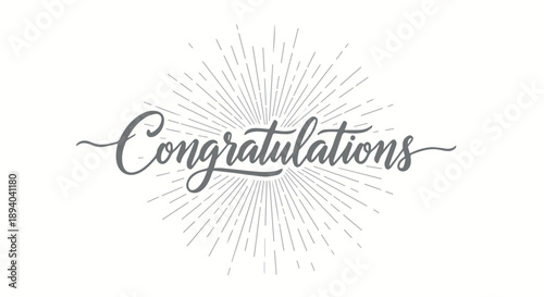 A stylized congratulations message with a sunburst design on a white background