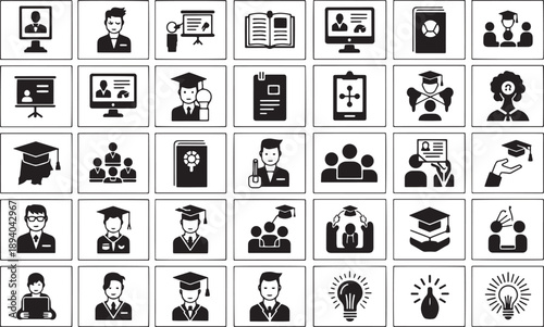 Collection of Education and Business Icons.