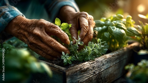 Senior woman gardening at home