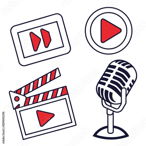 Online Streaming Media Icons - Digital Entertainment Symbols