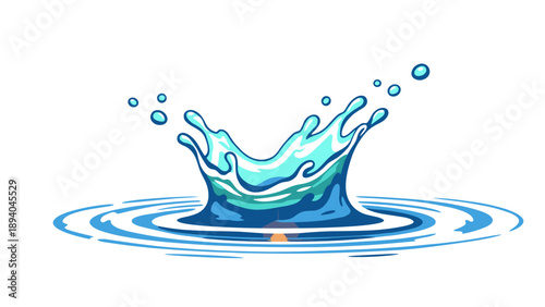 Dynamic splash with ripples in vibrant colors