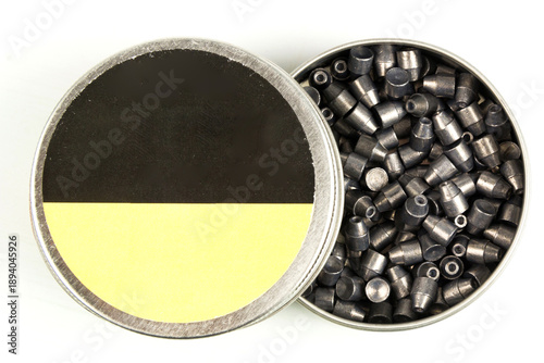 Photography Box of buckshot on white background