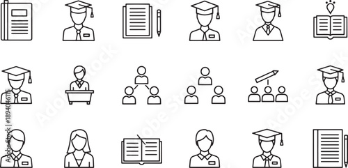 Graduation Icons Set for Education.